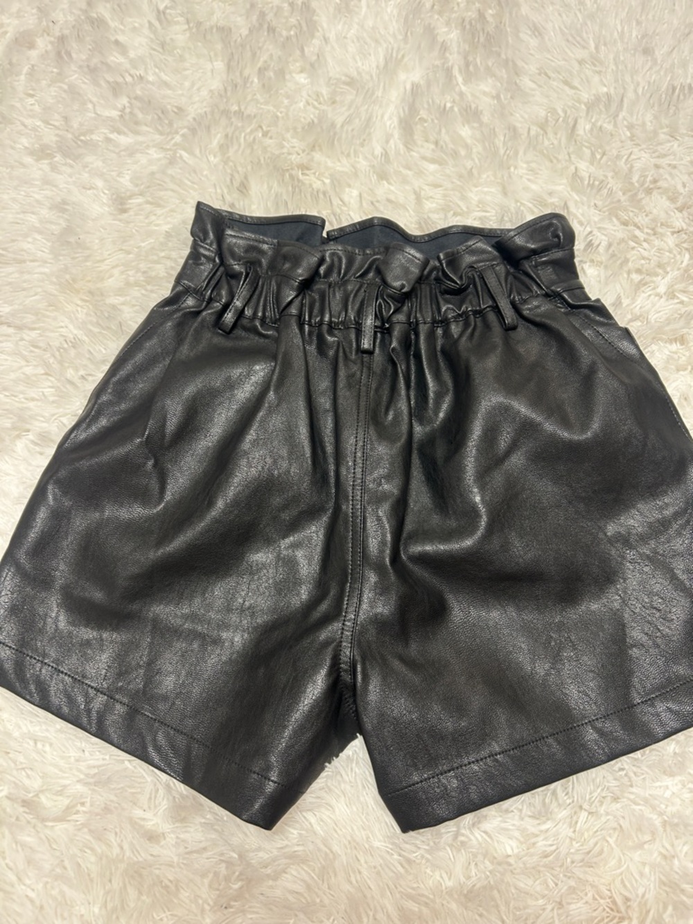 Francesca's Collections High-Waist Black Faux Leather Shorts - Picture 2 of 4